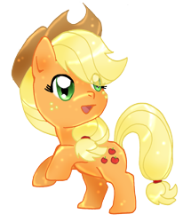 Size: 1005x1171 | Tagged: safe, artist:kristyd, applejack, earth pony, pony, looking back, rearing, simple background, solo, transparent background