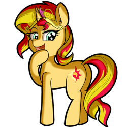 Size: 512x512 | Tagged: safe, artist:anibaruthecat, sunset shimmer, pony, unicorn, big crown thingy, cutie mark, female, jewelry, mare, open mouth, raised hoof, regalia, simple background, smug, solo, transparent background