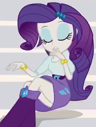 Size: 400x530 | Tagged: safe, screencap, rarity, equestria girls, rainbow rocks, boots, clothes, cropped, finger bite, legs, schrödinger's pantsu, skirt, solo, thighs, upskirt