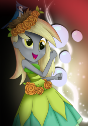 Size: 3500x5000 | Tagged: safe, artist:vicakukac200, derpy hooves, bird, blue jay, equestria girls, legend of everfree, clothes, crystal gala, dancing, dress, female, nest, open mouth, smiling