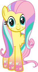 Size: 3095x5882 | Tagged: safe, artist:meganlovesangrybirds, fluttershy, pegasus, pony, absurd resolution, cute, looking at you, rainbow power, rainbow power-ified, simple background, solo, transparent background, vector