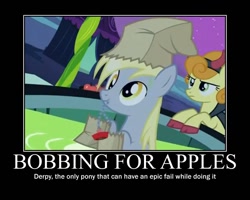 Size: 750x600 | Tagged: safe, artist:crossoverprincess, edit, edited screencap, screencap, derpy hooves, pony, luna eclipsed, clothes, costume, fail, motivational poster, paper bag