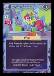 Size: 344x480 | Tagged: safe, pinkie pie, earth pony, pony, card, ccg, crystal games, enterplay, flugelhorn, jester, mlp trading card game, the art of fun