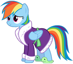 Size: 10000x8800 | Tagged: safe, artist:mpnoir, derpibooru import, rainbow dash, pegasus, pony, tanks for the memories, .svg available, absurd resolution, bathrobe, clothes, rainbow dash always dresses in style, simple background, solo, tank slippers, transparent background, vector