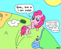 Size: 1000x800 | Tagged: safe, artist:bjdazzle, derpy hooves, pinkie pie, earth pony, pony, atg 2017, cloud, in the sky, newbie artist training grounds, pun, question mark, trampoline