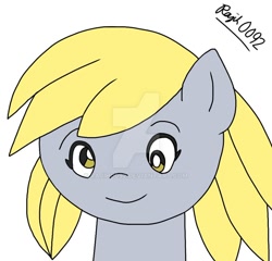 Size: 900x863 | Tagged: safe, artist:rajih0092, derpy hooves, pegasus, pony, bust, female, mare, portrait, simple background, smiling, solo, watermark, white background