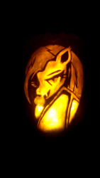 Size: 1600x2844 | Tagged: safe, artist:xmiradox, fluttershy, flutterbat, jack-o-lantern, pumpkin, solo