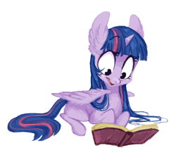 Size: 544x479 | Tagged: safe, artist:miikanism, derpibooru import, twilight sparkle, twilight sparkle (alicorn), alicorn, pony, book, female, mare, prone, reading, solo