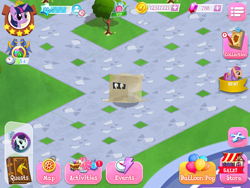 Size: 2048x1536 | Tagged: safe, coloratura, derpy hooves, twilight sparkle, crystal empire, game, game screencap, gameloft