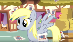 Size: 1599x928 | Tagged: safe, screencap, derpy hooves, maud pie, pegasus, pony, the maud couple, flyer, solo, your ad could be here