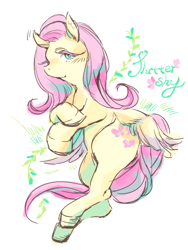 Size: 480x640 | Tagged: safe, artist:wan, fluttershy, pegasus, pony, female, mare, pixiv, solo