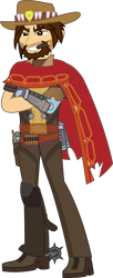 Size: 1393x3405 | Tagged: safe, artist:sketchmcreations, derpibooru import, equestria girls, barely pony related, cigar, commission, crossover, equestria girls-ified, jesse mccree, overwatch, simple background, solo, transparent background, vector
