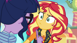 Size: 1920x1080 | Tagged: safe, screencap, sci-twi, sunset shimmer, twilight sparkle, better together, equestria girls, rollercoaster of friendship, dumbstruck, geode of empathy