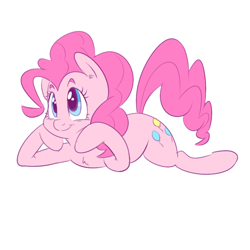 Size: 1000x1000 | Tagged: safe, artist:khorme, pinkie pie, earth pony, pony, chest fluff, cute, diapinkes, female, mare, prone, simple background, smiling, solo, white background