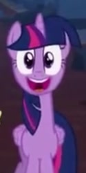 Size: 155x310 | Tagged: safe, derpibooru import, screencap, twilight sparkle, twilight sparkle (alicorn), alicorn, pony, castle mane-ia, faic, female, happy, long neck, mare, nope.avi, open mouth, smiling, so fucking happy, solo, standing