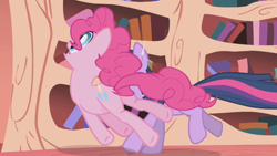 Size: 500x281 | Tagged: safe, derpibooru import, screencap, pinkie pie, twilight sparkle, earth pony, pony, unicorn, friendship is magic, duo, female, mare