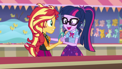 Size: 1920x1080 | Tagged: safe, screencap, sci-twi, sunset shimmer, twilight sparkle, better together, equestria girls, rollercoaster of friendship, geode of empathy, geode of telekinesis, ponytail