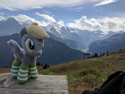 Size: 4048x3036 | Tagged: safe, artist:junky2k, derpy hooves, pony, clothes, irl, photo, plushie, socks, solo, striped socks, switzerland