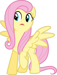 Size: 6703x8772 | Tagged: safe, artist:decprincess, fluttershy, pegasus, pony, .svg available, absurd resolution, looking away, raised hoof, simple background, solo, spread wings, surprised, transparent background, vector