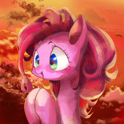 Size: 900x900 | Tagged: safe, artist:marihico, pinkie pie, earth pony, pony, female, mare, pink coat, pink mane, simple background, solo