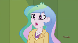 Size: 1440x804 | Tagged: safe, screencap, princess celestia, principal celestia, equestria girls, friendship games, open mouth, solo, wah