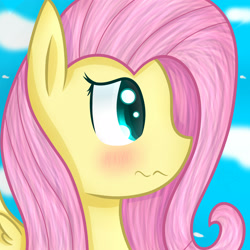 Size: 2500x2500 | Tagged: safe, artist:applejacks2, fluttershy, pegasus, pony, blushing, female, mare, solo