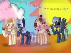 Size: 2560x1920 | Tagged: safe, artist:septicmelon, derpibooru import, rainbow dash, oc, oc only, oc:alice goldenfeather, oc:silverlay, oc:think pink, pegasus, pony, crossover, five nights at aj's, five nights at freddy's, possessed, umbra pony