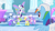 Size: 1280x720 | Tagged: safe, derpibooru import, screencap, blueberry punch, blues, merry may, noteworthy, parasol, peppermint crunch, rainbow dash, rainbowshine, rarity, pegasus, pony, unicorn, sonic rainboom (episode), background pony, female, glimmer wings, hard hat, male, mare, stallion, weather factory uniform