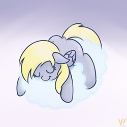 Size: 1000x1000 | Tagged: safe, artist:yakoshi, derpy hooves, pony, cloud, cute, derpabetes, sleeping, solo