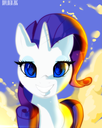 Size: 1177x1470 | Tagged: safe, artist:skyart301, rarity, pony, unicorn, grin, looking at you, solo