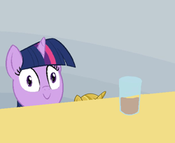 Size: 550x450 | Tagged: safe, derpibooru import, twilight sparkle, season 4, chocolate milk, exploitable meme, meme, solo, spill, spilled milk, twilight scepter