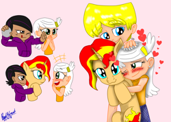 Size: 2018x1440 | Tagged: safe, artist:reedahmad, sunset shimmer, human, crossover, female, linka loud, loki loud, male, nickelodeon, plushie, rule 63, the loud house