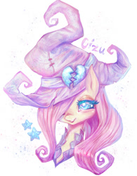 Size: 753x963 | Tagged: safe, artist:cizu, artist:royalcat, fluttershy, pegasus, pony, hat, pixiv, solo, witch hat