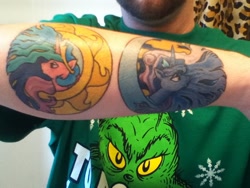 Size: 640x480 | Tagged: safe, princess celestia, princess luna, human, irl, irl human, photo, tattoo, the grinch