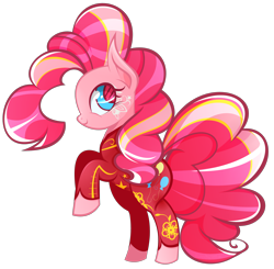 Size: 1280x1252 | Tagged: safe, artist:euphoriapony, pinkie pie, earth pony, pony, cheongsam, chinese new year, clothes, dress, simple background, solo, transparent background