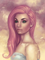 Size: 739x1000 | Tagged: safe, artist:juneagain, fluttershy, human, humanized, realistic, solo