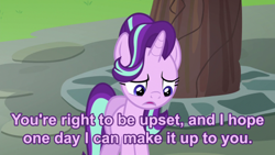 Size: 500x281 | Tagged: safe, starlight glimmer, pony, every little thing she does, apology, regret, sad