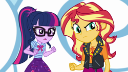 Size: 1920x1080 | Tagged: safe, screencap, sci-twi, sunset shimmer, twilight sparkle, better together, equestria girls, rollercoaster of friendship