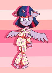 Size: 921x1306 | Tagged: safe, artist:typhwosion, twilight sparkle, twilight sparkle (alicorn), alicorn, pony, semi-anthro, clothes, pajamas, slippers, solo