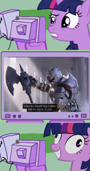 Size: 555x1062 | Tagged: safe, derpibooru import, twilight sparkle, armor hero, exploitable meme, meme, obligatory pony, snow mastiff, tv meme, wat