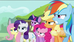 Size: 1280x720 | Tagged: safe, derpibooru import, screencap, applejack, fluttershy, pinkie pie, rainbow dash, rarity, twilight sparkle, twilight sparkle (alicorn), alicorn, earth pony, pegasus, pony, unicorn, slice of life (episode), female, mane six, mare