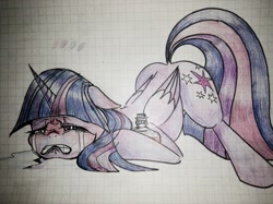 Size: 2056x1535 | Tagged: artist needed, safe, derpibooru import, twilight sparkle, twilight sparkle (alicorn), alicorn, pony, crying, female, mare, sad, solo, traditional art