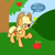 Size: 500x500 | Tagged: safe, artist:pembroke, applejack, earth pony, pony, apple, betrayal, black eye, raised hoof, solo, tree