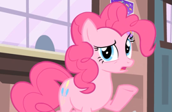 Size: 815x535 | Tagged: safe, screencap, pinkie pie, earth pony, pony, three's a crowd, female, mare, pink coat, pink mane, solo