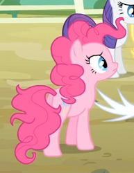 Size: 323x419 | Tagged: safe, screencap, pinkie pie, rarity, earth pony, pony, unicorn, three's a crowd, duo, female, mare, messy mane