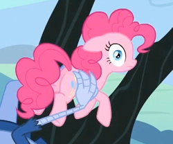 Size: 361x301 | Tagged: safe, screencap, discord, pinkie pie, pony, three's a crowd, confused, female, mare, plot, solo, thousand yard stare