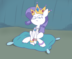 Size: 2000x1625 | Tagged: safe, artist:typhwosion, rarity, pony, unicorn, crown, jewelry, pillow, regalia, solo