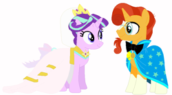 Size: 797x441 | Tagged: safe, artist:unicornsmile, starlight glimmer, sunburst, pony, clothes, dress, female, male, marriage, shipping, starburst, straight, wedding, wedding dress