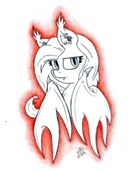 Size: 1024x1287 | Tagged: safe, artist:cyanyeh, fluttershy, bat pony, pony, earring, fangs, flutterbat, piercing, solo