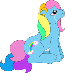 Size: 898x998 | Tagged: safe, artist:anscathmarcach, derpibooru import, rainbow dash, rainbow dash (g3), g3, crying, solo